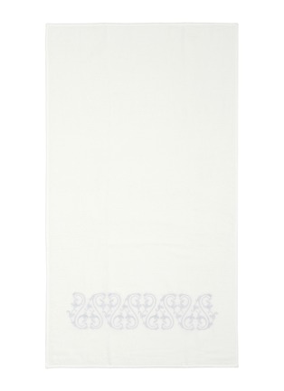 Main View - Click To Enlarge - FRETTE - Ornate Medallion Embroidery Guest Towel — White & Light Grey