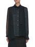 Main View - Click To Enlarge - SACAI - Pleated Sheer Contrast Panel Glen Check Blouse