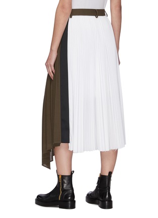 Back View - Click To Enlarge - SACAI - Contrast Panel Asymmetric Hem Pleated Midi Skirt
