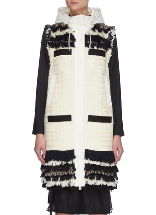 Main View - Click To Enlarge - SACAI - Frayed tweed hooded vest