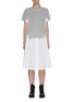 Main View - Click To Enlarge - SACAI - Cotton Cardigan Overlay Pleated Shirt Dress