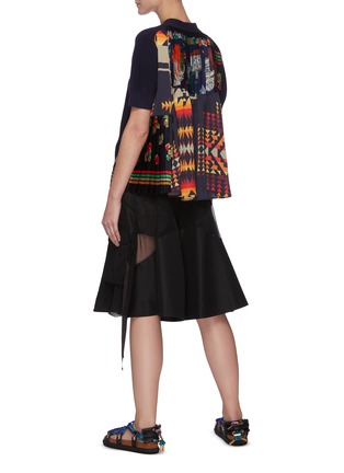 Figure View - Click To Enlarge - SACAI - Pendleton Archive Print Pleated Back Panel Cotton Knitted Top