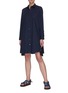 Figure View - Click To Enlarge - SACAI - Pleated zip panel outseam button-down dress
