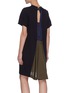 Back View - Click To Enlarge - SACAI - Adjustable Collar Open Back Pleated Back Panel Dress