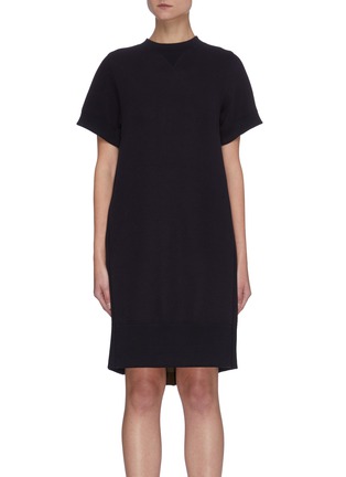 Main View - Click To Enlarge - SACAI - Adjustable Collar Open Back Pleated Back Panel Dress