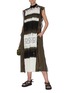 Figure View - Click To Enlarge - SACAI - Sleeveless Graphic Mesh Panel Drawstring Midi Dress