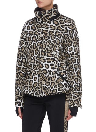 Detail View - Click To Enlarge - GOLDBERGH - Wild' leopard print fox fur trim hooded performance ski jacket