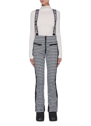 Main View - Click To Enlarge - GOLDBERGH - Lily' houndstooth print logo suspender performance ski pants
