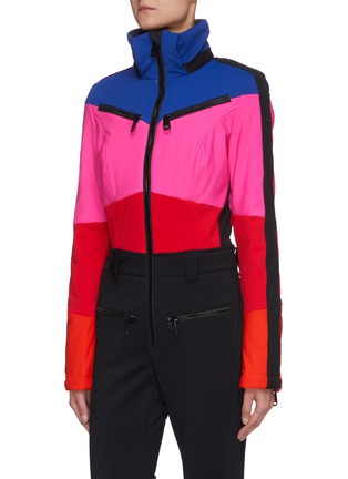 Detail View - Click To Enlarge - GOLDBERGH - Pearl' neon fox fur padded performance ski suit
