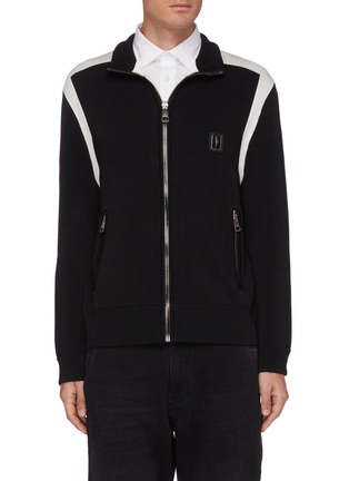 Main View - Click To Enlarge - NEIL BARRETT - Zip-up starbolt badge knit track jacket