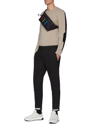 Figure View - Click To Enlarge - NEIL BARRETT - Contrast Stitch Reflective Tape Cuff Pants