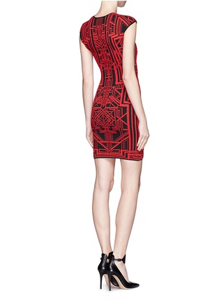 Back View - Click To Enlarge - RVN - 'Tron' 3D jacquard body-con dress