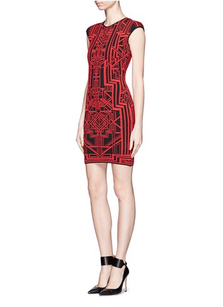 Figure View - Click To Enlarge - RVN - 'Tron' 3D jacquard body-con dress