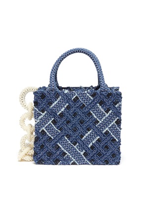 Main View - Click To Enlarge - LAURENCE & CHICO - Pearl Chain Lace Denim Trim Small Tote