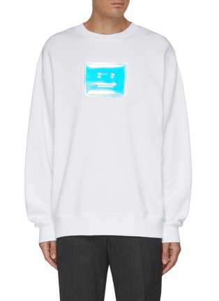 Main View - Click To Enlarge - ACNE STUDIOS - Iridescent Face Patch Oversize Cotton Sweatshirt
