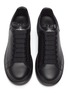 Detail View - Click To Enlarge - ALEXANDER MCQUEEN - 'OVERSIZED SNEAKERS' in Leather with Displaced Heel Tab Print