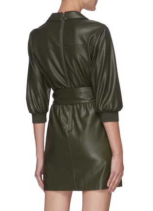 Back View - Click To Enlarge - ALICE & OLIVIA - MAUREEN' Vegan Leather Mini Wrap Dress