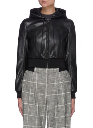 Main View - Click To Enlarge - ALICE & OLIVIA - PAULINE' Vegan Leather Hooded Bomber Jacket