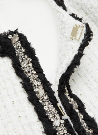  - ALICE & OLIVIA - Kidman' Crystal Embellished Contrast Trim Tweed Jacket