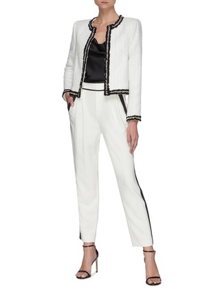 Figure View - Click To Enlarge - ALICE & OLIVIA - Kidman' Crystal Embellished Contrast Trim Tweed Jacket