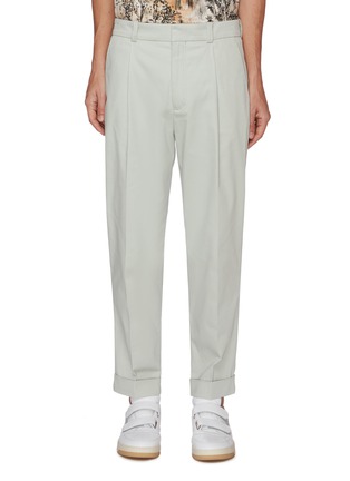 Main View - Click To Enlarge - ACNE STUDIOS - Roll Cuff Front Pleat Crop Cotton Blend Pants