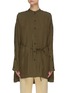 Main View - Click To Enlarge - JIL SANDER - Belted stand collar button sleeve blouse
