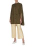 Figure View - Click To Enlarge - JIL SANDER - Belted stand collar button sleeve blouse