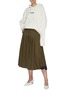 Figure View - Click To Enlarge - JIL SANDER - Leather belt pleated wrap skirt