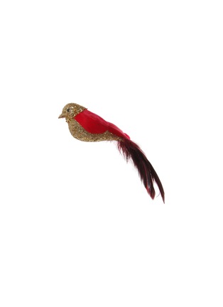 Main View - Click To Enlarge - SHISHI - Glitter Embellish Feather Bird Ornament – Red / Gold