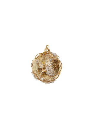 Main View - Click To Enlarge - SHISHI - Pearl Embellished Crochet Flower Glass Ball Ornament - Antique Gold