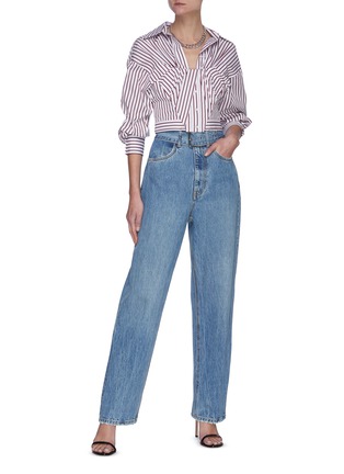 Figure View - Click To Enlarge - ALEXANDER WANG - Belted paper bag waist vintage mid indigo jeans