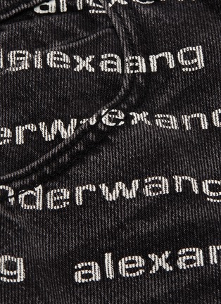  - ALEXANDER WANG - All-over Logo Print Chew Hem Denim Shorts