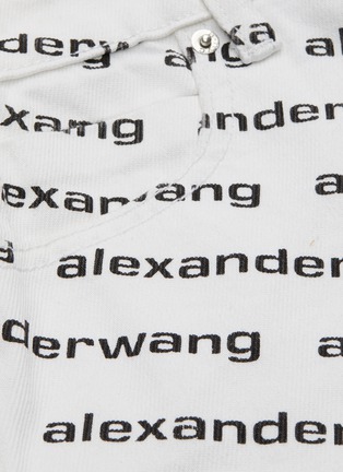  - ALEXANDER WANG - All-over logo print frayed hem denim shorts