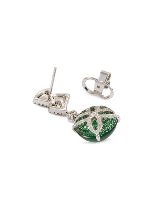 Detail View - Click To Enlarge - SAMUEL KUNG - Diamond jade green garnet 18k white gold earrings