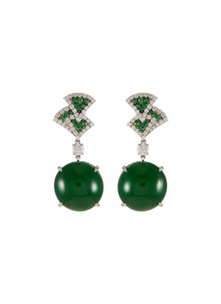 Main View - Click To Enlarge - SAMUEL KUNG - Diamond jade green garnet 18k white gold earrings