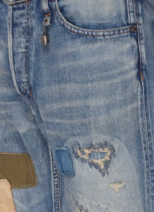  - FDMTL - Distressed Patchwork Whiskered Denim Jeans