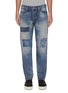 Main View - Click To Enlarge - FDMTL - Distressed Boro Mixed Patchwork Whiskered Denim Jeans