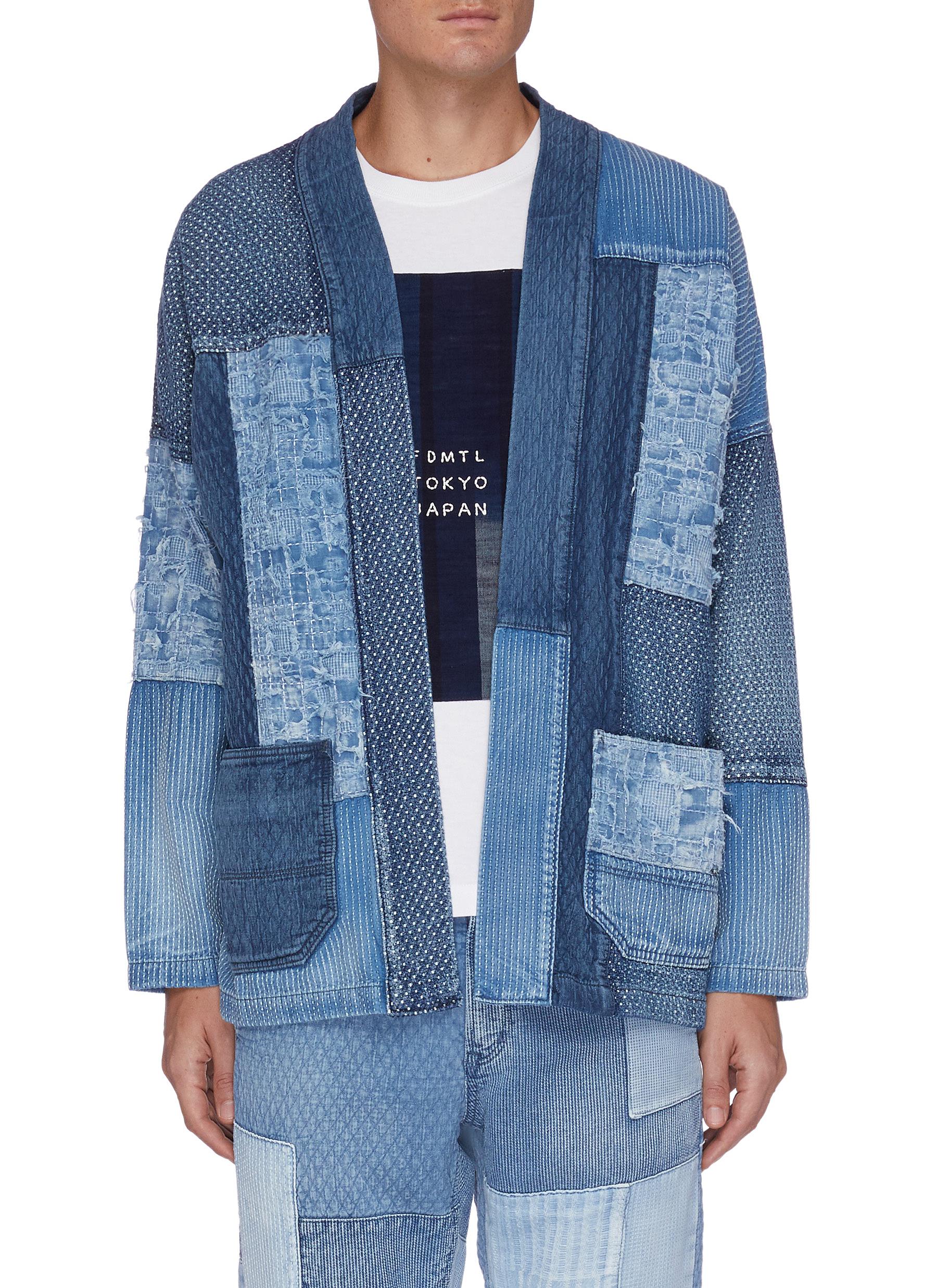Fdmtl Mixed Denim Patchwork Haori Jacket In Blue | ModeSens