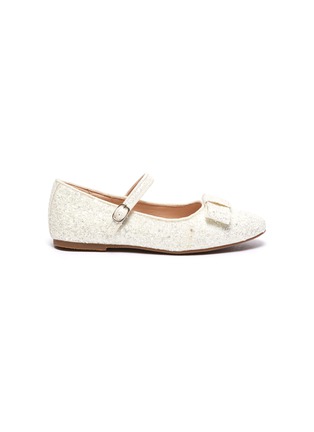 Main View - Click To Enlarge - AGE OF INNOCENCE - Ellen' Glitter Bow Ankle Strap Kids Ballet Flats