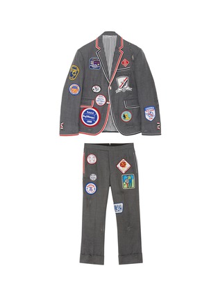 Main View - Click To Enlarge - THOM BROWNE  - x Lane Crawford hand embroidered bicolour trim suit
