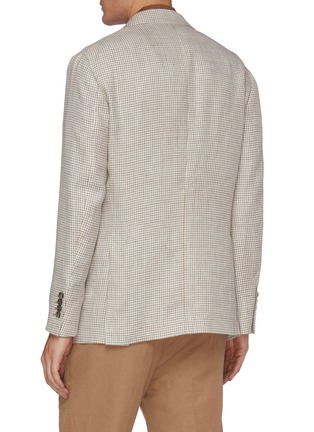 Back View - Click To Enlarge - BRUNELLO CUCINELLI - Single-breast Microcheck Linen Wool Silk Blend Blazer
