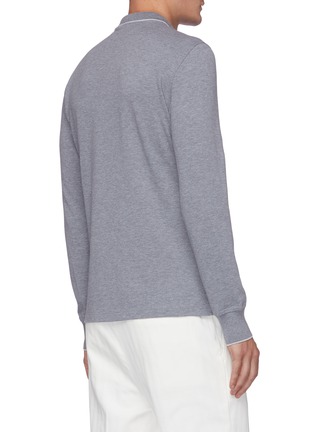 Back View - Click To Enlarge - BRUNELLO CUCINELLI - Logo embroidered polo collar sweatshirt