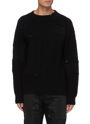 Main View - Click To Enlarge - SACAI - Panel cable knit sweater