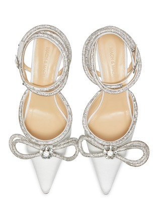 Detail View - Click To Enlarge - MACH & MACH - Double crystal bow satin heeled sandals
