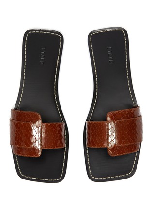 Detail View - Click To Enlarge - STAUD - AMELIE' Square Toe Croc Embossed Leather Slides