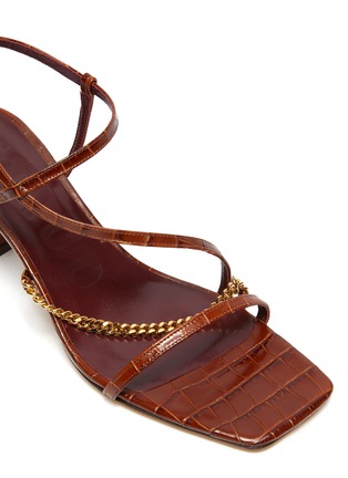 Detail View - Click To Enlarge - STAUD - Gita' Square Toe Metal Chain Detail Leather Heeled Sandals