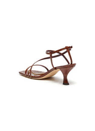  - STAUD - Gita' Square Toe Metal Chain Detail Leather Heeled Sandals