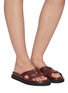 Figure View - Click To Enlarge - PEDDER RED - 'CAMILLE' Intertwine Loop Leather Flat Slides