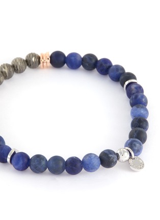 Detail View - Click To Enlarge - TATEOSSIAN - Sodalite ruthenium mesh bead rose-gold plated rhodium disc bracelet