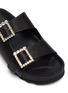 Detail View - Click To Enlarge - PEDDER RED - Ruby' crystal buckle satin double band sandals